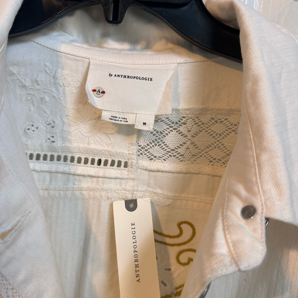 NWT Anthropologie Reworked Embroidered Shirt Jacket Medium - Picture 6 of 9